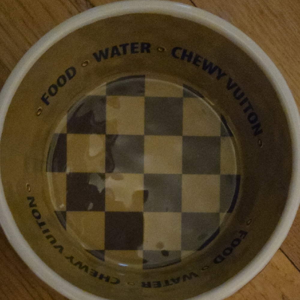 NEW Chewy Vuiton Checkered Pet Bowl - Picture 2 of 4